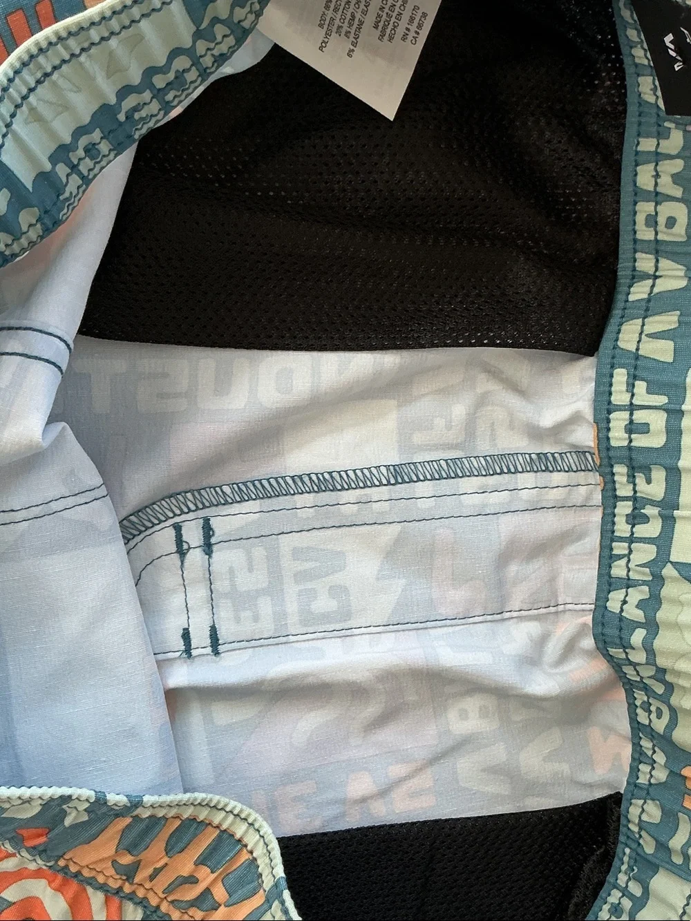 RVCA Teal and Orange Graphic Volley Swim Shorts